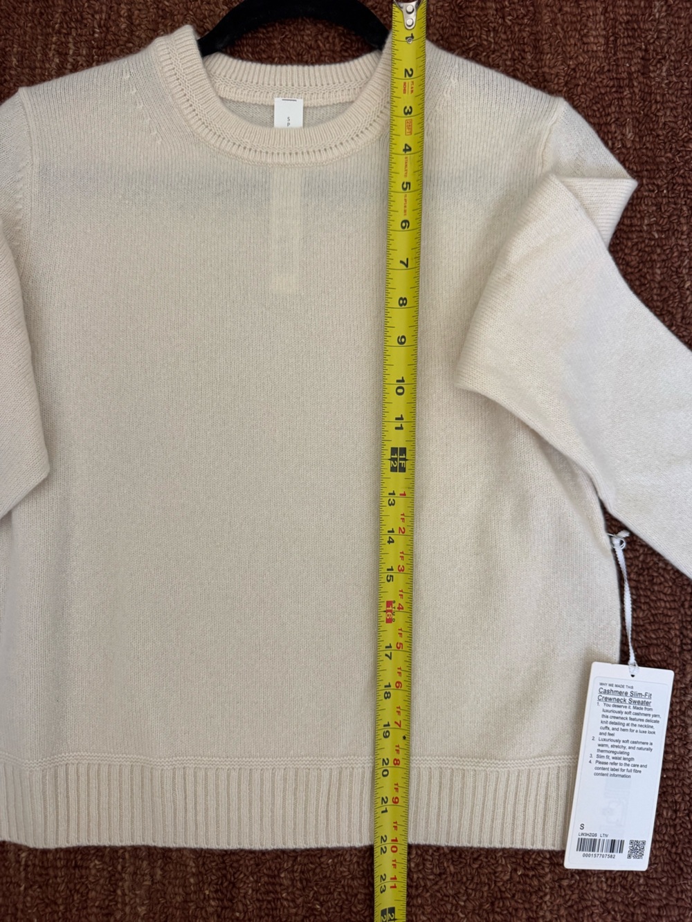 NWT Lululemon Cashmere Slim Fit Crewneck Sweater in Ivory - Picture 8 of 10